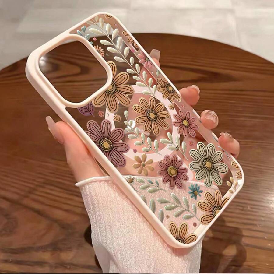 Una funda para teléfono con un diseño de pequeñas flores rosas en estilo graffiti, disponible en varios colores, con estética de macaron y capacidad de succión magnética. Es compatible con las fundas magnéticas para iPhone 16 Pro, 15 Plus y 14 Pro Max, y también es compatible con la carga inalámbrica de Apple. Además, es compatible con iPhone 11, 12 Pro y 13 Pro Max. Las versiones XS y XS Max incluyen cubiertas protectoras elegantes. - Rosa - Ver 1