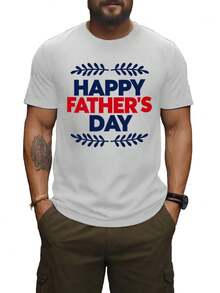 Camiseta de Hombre para el Día del Padre - Estampado 'Feliz Día del Padre', Manga Corta, Cuello Redondo, Camiseta Casual, Cómoda y Adecuada para Uso Todo el Año, Regalo para, Ropa Lavable aáquina - Blanco - Ver 1