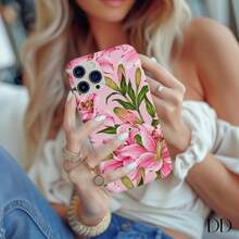 Expédition 24h depuis DE Apple 17 16 15 FLEUR DE LYS rose, Étui de téléphone à ambiance florale pour IPhone 16 15 14 13 12 11 Pro Max Mini Xr Xs X Plus, Galaxy S24 S23, Pro XL 23 24 25 26 - 1 image couleur - Voir 10