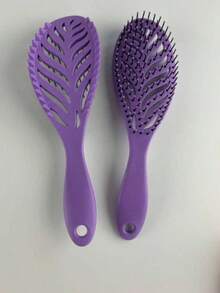 1pc Leaf-Shaped Hair Comb, Double-Sided Detangling Styling Comb, Back With Curl Teeth Design, Hollow Ventilated Hair Brush, Suitable For Curly, Wavy And Straight Hair, Fast Drying Hair Care Tool, Portable Daily And Travel Hair Accessory, Curly Hair Comb - Curling Comb - View 15