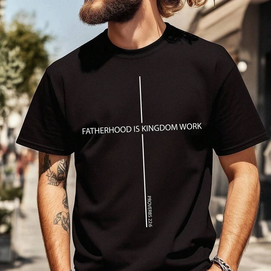Fatherhood Is Kingdom Work Shirt Gift For Dad Christian - Black - View 1