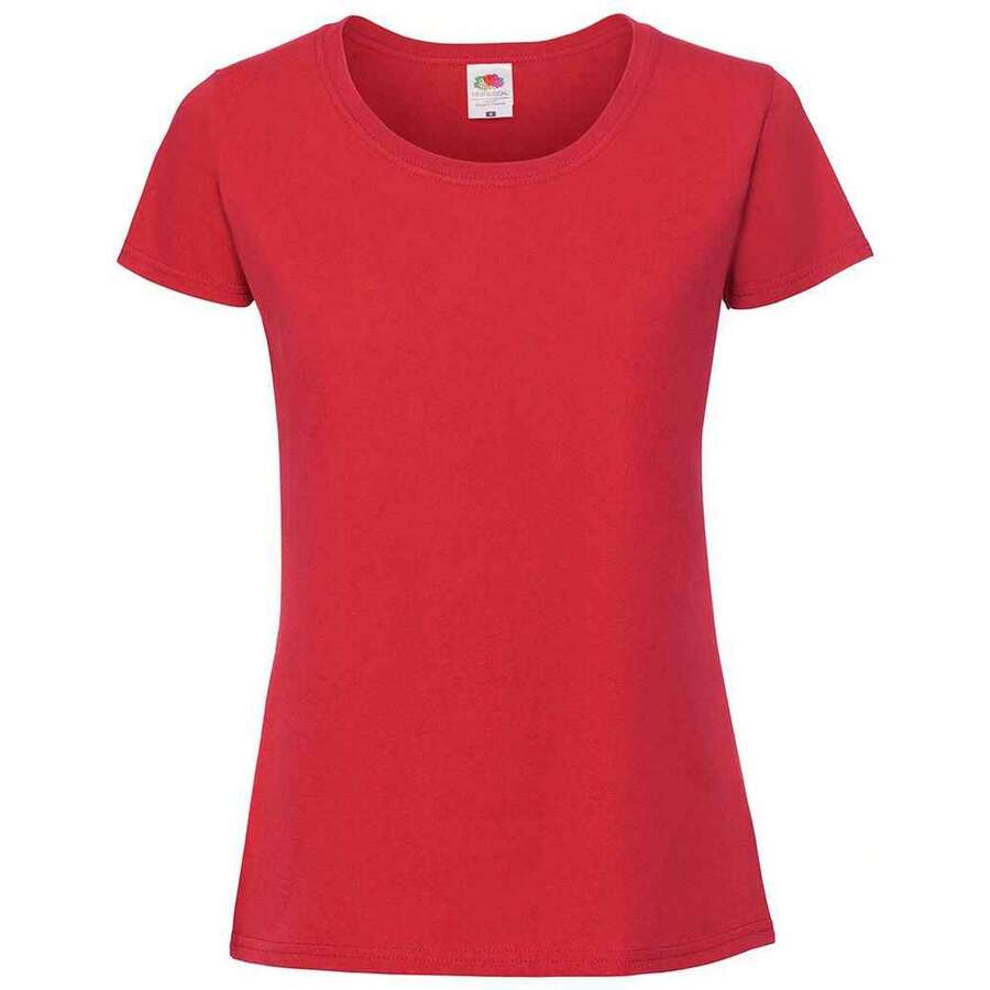 Fruit of the Loom Womens/Ladies Iconic Ringspun Cotton T-Shirt (Red) - 100% Combed Ringspun Cotton - 195gsm - (PC5349) - Red - View 1