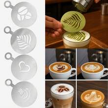 Bộ 4 khuôn tạo hình nghệ thuật cà phê Latte bằng thép không gỉ, họa tiết sáng tạo (hạt cà phê, lá cây, trái tim), thích hợp để tự làm cappuccino, trang trí sô cô la nóng. Có thể tái sử dụng, chất liệu bền, dễ vệ sinh. Lý tưởng cho các barista tại nhà và quán cà phê. Khuôn/Khuôn nướng - Bạc/Vàng/Đen - Nhiều màu - Xem 12