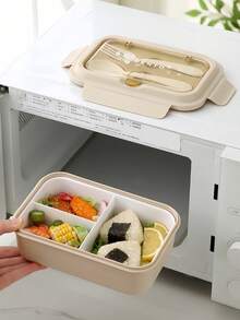 1pc Salad Lunch Box, Lunch Box Container With Spoon And Fork, Microwave And Dishwasher , Suitable For Outings, Work, Picnic Kitchen Storage - Multicolor - View 10