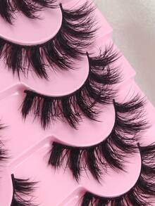 10 Pairs Of Fluffy Faux Mink False Eyelashes, Fine Style False Eyelashes, Thick Style False Eyelashes, Curled Style False Eyelashes, 3D Natural Style False Eyelashes,Cat-Eye Style False Eyelashes, Suitable For Various Occasions - Black - View 6