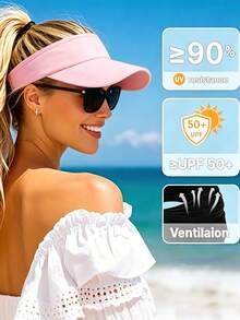 1 Pc Fashionable Sun Protection Visor Cap, Cool Sun Hat Sun Cap For Pool Vacations/ Commutes/Outdoor Fitness/Beach Trips/Hot Weather Outings - Multicolor - View 3