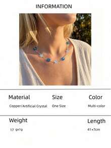 1pc Rainbow Color Geometric Beaded Necklace, Ocean Themed Summer Beach Jewelry, Multi-Layer Fashionable Necklace - Multicolor - View 10