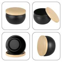 HIZTGHC 12pcs Matte Black Empty Cans With Faux Wood Lids, 2.5oz Premium Metal Cans, Suitable For Handmade Candles, Nordic Style Decorative Cans, Suitable For Making Gifts And Storage - 12 Matte Black Candle Jars - View 3