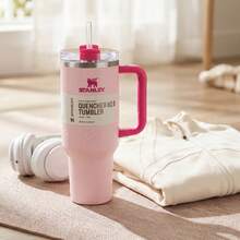 STANLEY 40oz H2.0 FlowState Quencher Tumbler - Flamingo Pink, Vacuum Insulated Stainless Steel Travel Mug With Handle & Straw, Ideal Valentine's Day Gift, Christmas Present For Women, Mother's Day Birthday Gift For Her, New Year Gift For Men - Màu Hồng baby - Xem 5