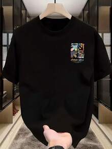 Nueva Colección de Verano 2026: Ropa para Niños y Niñas, Camisetas de Manga Corta de Algodón Puro con Estampado de un Solo Lado, Modernas y Elegantes para Niños Pequeños y de Todas las Edades. - Negro - Ver 1
