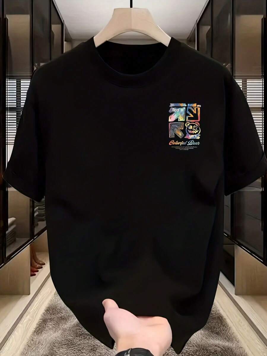 Nueva Colección de Verano 2026: Ropa para Niños y Niñas, Camisetas de Manga Corta de Algodón Puro con Estampado de un Solo Lado, Modernas y Elegantes para Niños Pequeños y de Todas las Edades. - Negro - Ver 1
