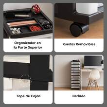 IRIS USA 10 Cajones de Organizadores de Plástico para Manualidades, Carrito de Almacenamiento Rodante para Suministros de Arte, Organizador Superior de Cajones para Piezas Pequeñas,/Perlado - Negro/Perla - Ver 4