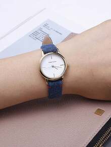 Anne Klein Đồng hồ thời trang nữ chạy bằng pin thạch anh, dây đeo denim màu xanh navy, đồng hồ đeo hàng ngày, quà tặng cho sinh viên/bạn gái/ngày Valentine. - Màu xanh hải quân - Xem 6