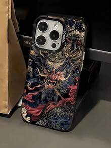 1 pieza Funda de teléfono a prueba de golpes de cobertura total con diseño minimalista de cara de demonio negro, compatible con iPhone 17, 16, 15, 14, 13, 12, 11 Pro Max, Air y Series, versión internacional, no la versión nacional - Multicolor 5 - Ver 2