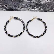 2PC Fashion  Denim Round Earrings, Fashion  Simple Earrings, Light Luxury, High-End Sense Of Versatility, Women's Party Banquets, Daily Versatility - 藏蓝色 - 查看 9