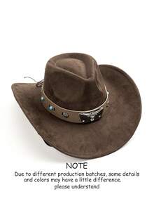 1pc Women's Faux Suede Felt Hat, Rivet Leather Belt Decoration Hat Band, Casual, Daily Wear - Top Hat 1 - View 14