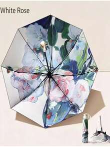 New Automatic Strong Umbrella, 1pc Windproof Folding Umbrella, Double-Layer Fabric, Double-Sided Floral Umbrella, More Practical For Sun And Rain Protection, Compact Portable Windproof Ventilated Travel Umbrella, Suitable For Men And Women - San1 - View 9