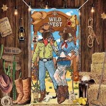 4th Of July Wild West 2D Door Banner, 3x6Ft Polyester Themed Door Banner With Face Hole, Home Decor Room Decor, Universal Holiday Photo Booth Props, Entrance Party Game Supplies - View 4