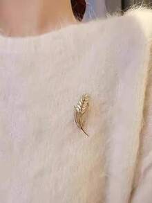 1pc Elegant Luxury Rhinestone Wheat Ear Brooch, Fashionable Versatile Clothing Accessory Pin - Gold - View 13