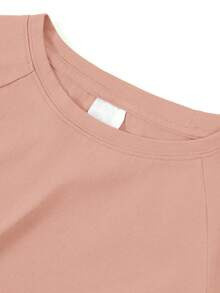 Tween Girls' Pure Cotton Raglan Short Sleeve T-Shirt, Graphic Print, Soft, Breathable & Loose Fit, Cute Sweet Preppy Kid Style - Pink - View 4