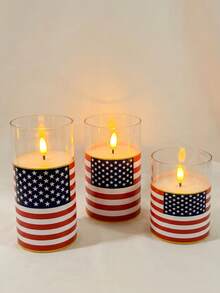 3pcs Flameless Candle Lights With Remote Control/Timer Function, Battery Operated Warm Light Candles, For Table Centerpiece Decoration, Suitable For US Independence Day, Holiday Atmosphere Decorative Lights - Warm Light - View 12