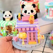 1套迷你熊貓屋街道場景建築套裝,可愛熊貓咖啡館積木玩具,微型積木玩具模型,創意熊貓動物積木,家居裝飾,生日禮物,萬聖節、感恩節、聖誕節,800+片 - 彩色 - 查看 11