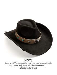 1pc Women's Faux Suede Felt Hat, Rivet Leather Belt Decoration Hat Band, Casual, Daily Wear - Top Hat 1 - View 16
