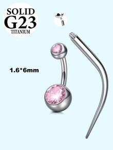 1 pieza Anillo de ombligo de titanio G23 con circonita cúbica facetada y brillante, 14G 6mm 8mm 10mm 12mm 14mm 16mm con rosca interna, piercing de ombligo en plata y oro para mujeres y hombres con 1 pieza de cono para piercing, uso diario y regalo exquisito - Polvo de circonio plateado - Ver 4