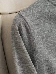 Minimalist Versatile Solid Color Knit Cardigan - Grey - View 4