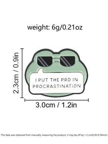 Insignia de esmalte con rana que dice "Pongo el Pro en la Procrastinación", accesorio humorístico único, regalo perfecto para amantes de la comedia, diseño duradero y elegante - verde menta - Ver 2