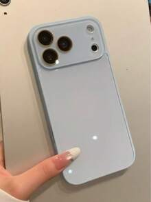 夏季純色馬卡龍裸膚質感直邊內置鏡頭膜手機殼，適用 Apple 16ProMax、 13、14pro、16、15Promax、15、11/12，防指紋簡約全包保護殼 - 藍色 - 查看 6