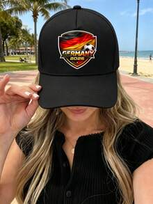 Germany 2026 Football  Print, Black Baseball Cap With National Flag Design, Unisex Adjustable Baseball Cap Hat For Men Women Machine Washable Out - 黑色 - 查看 3