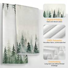 2pcs Watercolor Pine Forest Printed Kitchen Towels, 100% Polyester Kitchen Cleaning Cloths, Suitable For Restaurant, Kitchen And Home Decor; Quick-Drying, Lightweight, Fade-Resistant, Low-Shedding, Anti-Mildew, High Color Fastness, Size 40*60cm - Multicolor - View 4