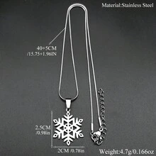 冬季雪花項鍊吊墜鎖骨鍊 不鏽鋼金色女款飾品 聖誕花朵簡約嘻哈鍊 - 項鍊 - 查看 6