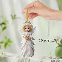 Charming Angel Acrylic Pendant, 2D Flat - Versatile Decoration Suitable For Christmas Tree, Car Mirror, Backpack And Gift Box - Perfect Couple Gift - Multicolor - View 2