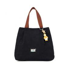 Canvas Tote Bag Fashionable And Stylish Lunch Bag, Large Capacity, Lightweight Canvas Handbag, Simple Casual Commuter Bag For Women REWU - 黑色 - 查看 2