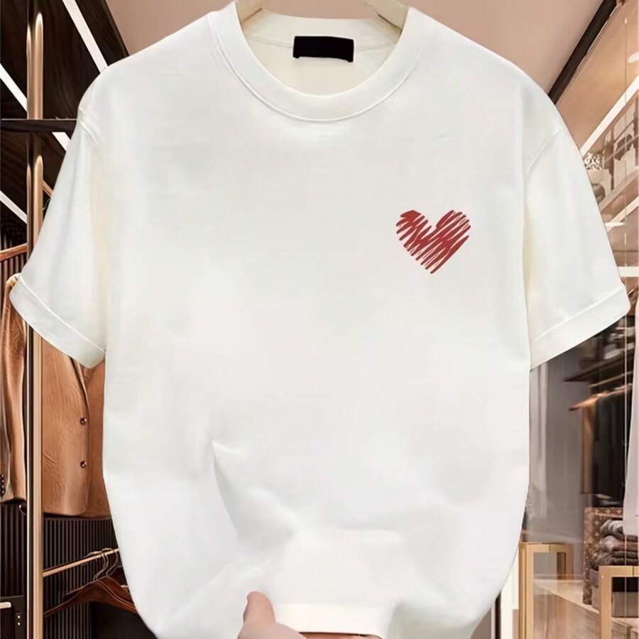 Printed T-Shirt For Men And Women - 白色 - 查看 1