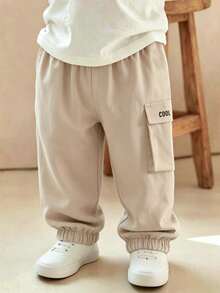 2 piezas Conjunto de pantalones casuales de verano de tela tejida con cordón para niños pequeños - Multicolor - Ver 7