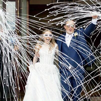 15pcs White Confetti Poppers - Hand-Thrown Party Confetti - Residue-Free Celebration Supplies - Perfect For Weddings, Birthdays, Graduations And Holiday Decorations