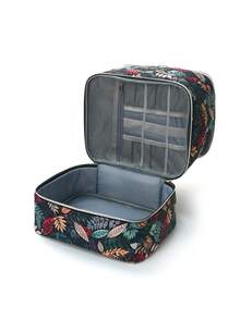 Double-Layer Cosmetic Storage Box With Removable Nail Polish Organizer Tray, Large Capacity Makeup Organizer Bag, Suitable For Travel, Vanity, Salon And Home Use - Multicolor - View 8
