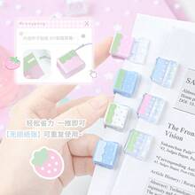 イチゴ柄プッシュクリップセット 書類整理・事務用クリップ - ブルー - ファーストラブ - チェックする 3