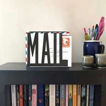 1pc Modern Black Acrylic Letter Tray, 2D Flat Printing Engraved Design, Office Desk Top Mail And Document Storage Rack - Black - View 6