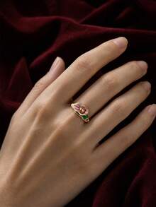 1PC Sweet Fairy Niche Design Copper Enamel Flower & Butterfly Design Ring For Women Daily Wear & Gift - Multicolor - View 6