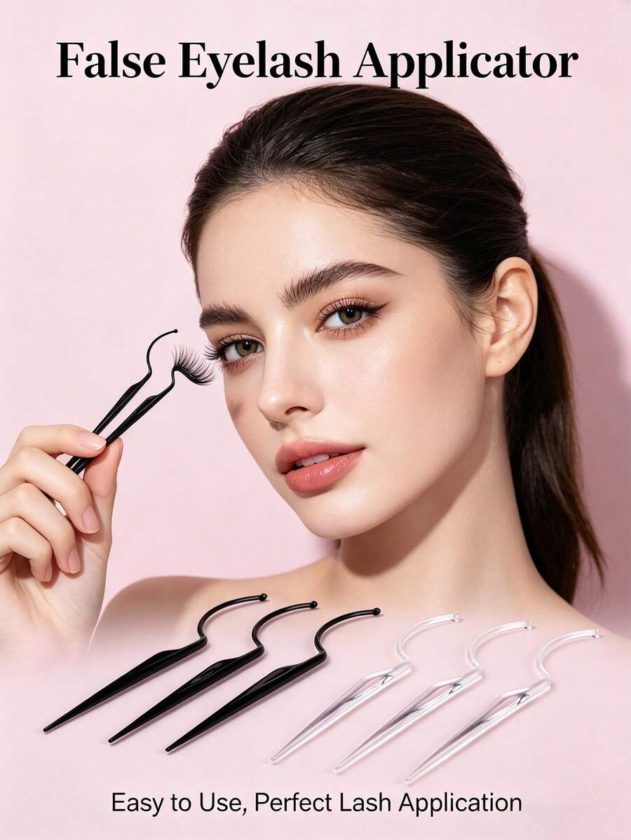 20件套假睫毛试用工具套装，黑色和透明睫毛镊子，方便佩戴，睫毛棒试用工具，假睫毛佩戴模拟器 - 無色 - 查看 1