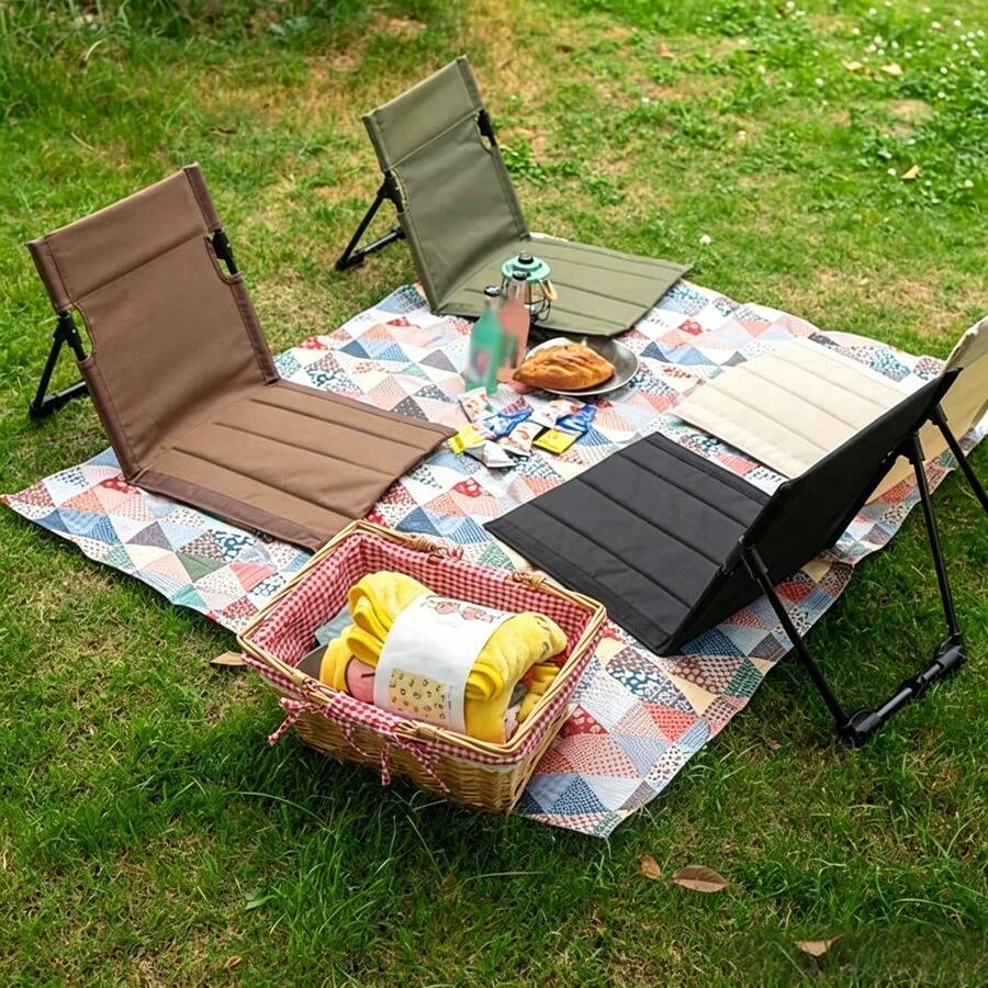 Portable Camping Chair With Backrest - Lightweight Foldable Aluminum Outdoor Chair For Beach, Park & Picnic, Compact Single Seat With Cushion, Easy Carry For Hiking & Travel - Multiple Styles - View 1