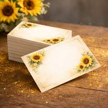 25/50 Pcs Vintage Sunflower Message Cards, Blank Greeting Cards For Handwritten Notes, Floral Blessing Cards, Gift Message Cards, Emotional Expression Cards, Thank You Cards, Themed Flower Cards, Handwritten Birthday Wishes, Friendship Cards - A - View 7