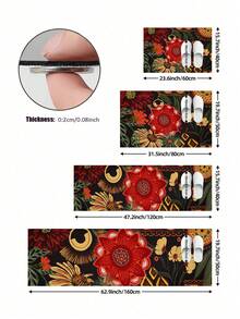 1/2pcs Bohemian Style Floral Kitchen Mat Set, Modern Country Style Floral Kitchen Rug And Mat, Non-Slip Washable, Suitable For Spring/Summer Bohemian Style Kitchen Long Rug, Rubber Bottom Support - Multicolor - View 6