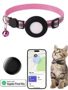 1pc Pet Positioning Collar Compatible With Closed-Loop Ecosystem Phones, Built-In Native Find Tool, Adjustable Reflective Cat Collar Pet Cat Positioning Tracker Collar Compatible With Find My Tracker, 7-9 Inch Animal Print Design, Detachable Collar For Cats - 彩色 - 查看 18