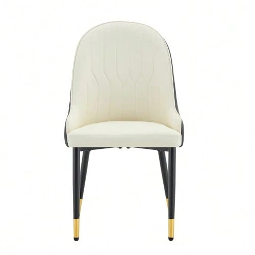 Set Of 2 Black Polyurethane Chairs With A Lightning Bolt Pattern Backrest. Water-Repellent, Durable, Easy To Clean, With Thick, Highly Elastic Padding. Ideal For Private Kitchens, Cafes, Or Commercial Use. - 深灰色 - 查看 1