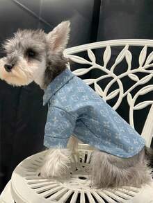 1pc Spring/Summer Windproof Pet Denim Jacket, Fashionable Pet Apparel, Suitable For Large Dogs Like Golden Retriever, Samoyed, Thin Denim Pet Clothes For Poodle, Bichon Frise In Spring/Summer - Multicolor - View 7